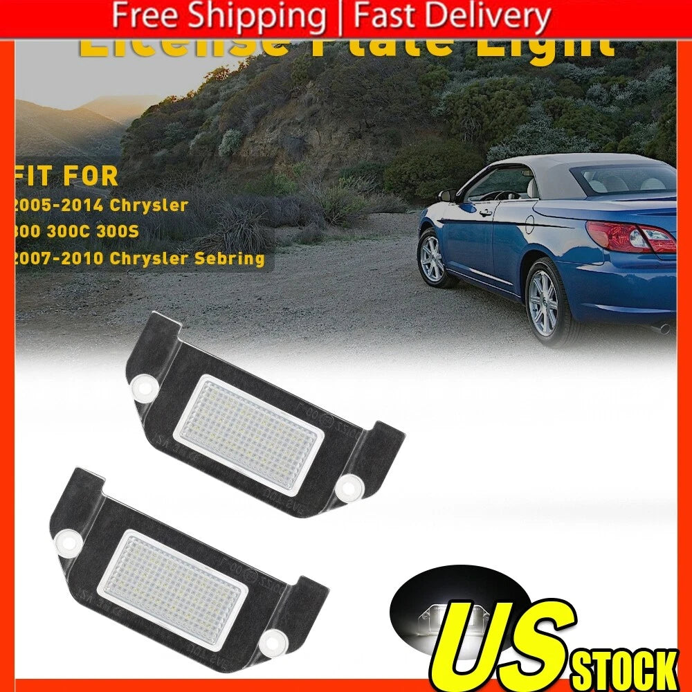 Set of 2 White LED License Plate Lights for Chrysler 300 300C (2005–2014)