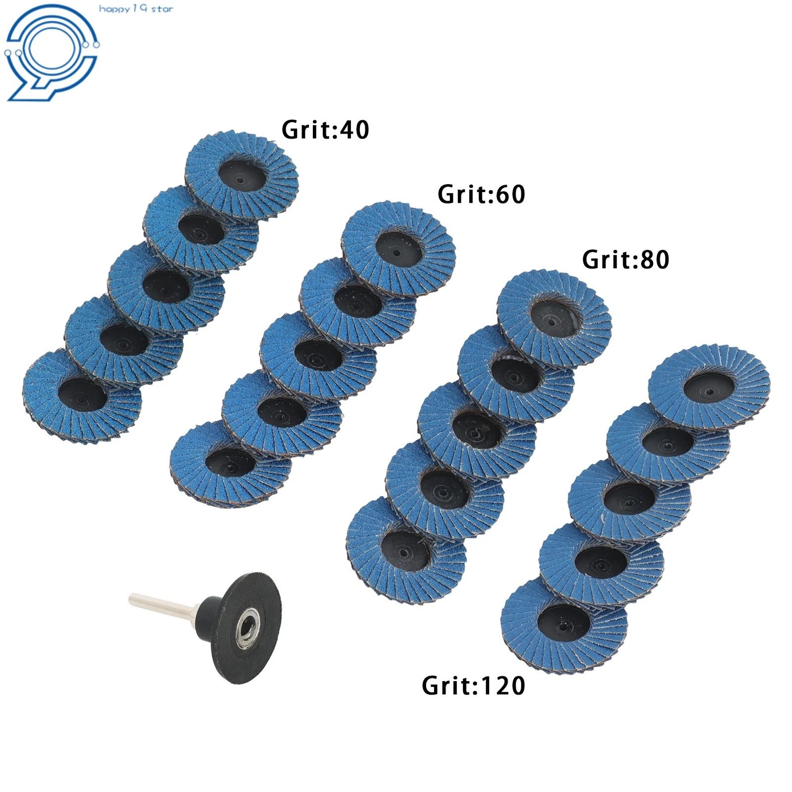 20 PCS 2 Inch Mixed Curved Sanding Discs 40/60/80/120 Grit with 1/4" Holder