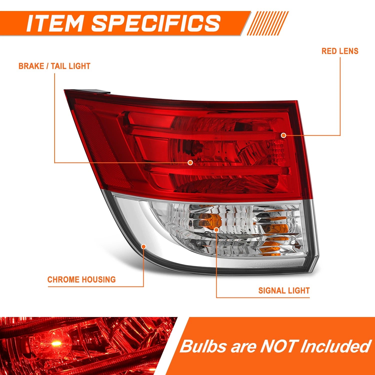 Chrome Outer Tail Light Stop Brake Lamp for Honda Odyssey (2014–2017)