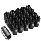 Set of 20 J2 7075 Forged Aluminum M12x1.5 Open-End Lug Nuts w/Adapter Black