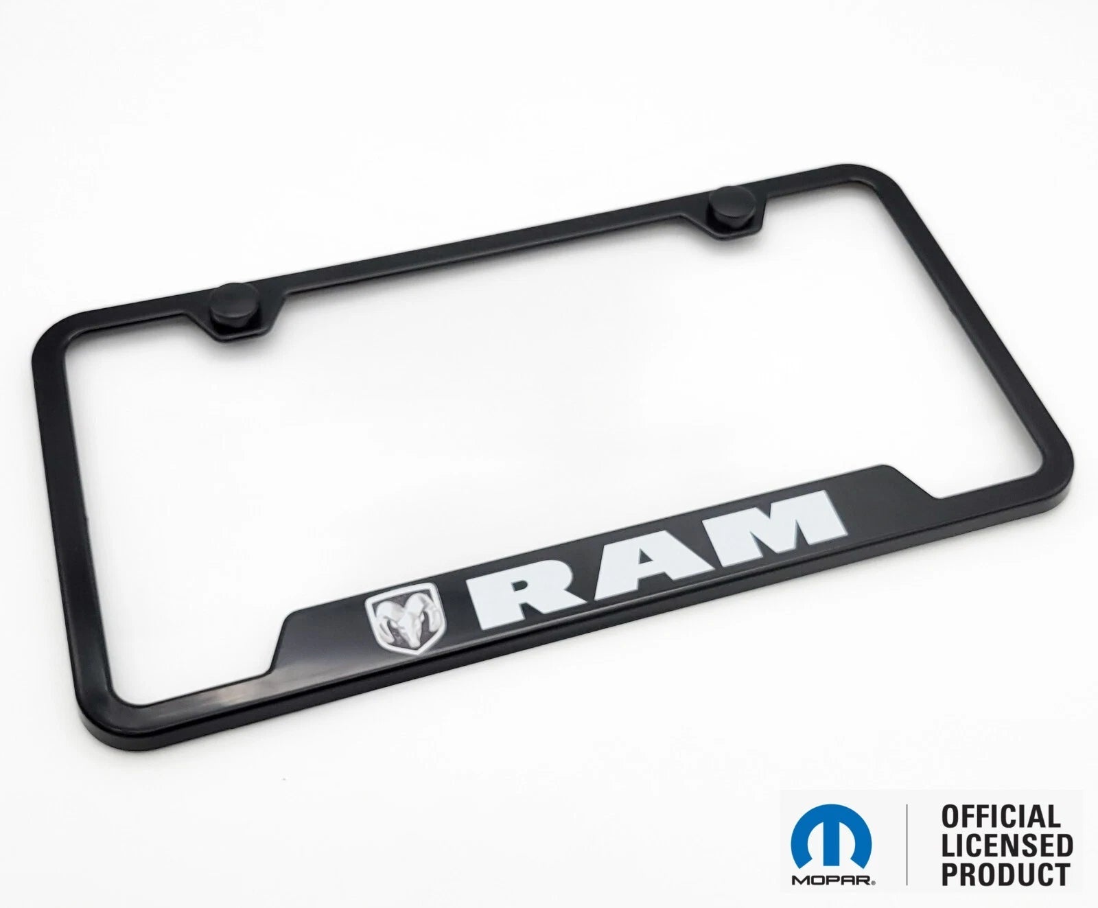 License Plate Frame Black Plastic Notched for Dodge Ram (2010–2024)