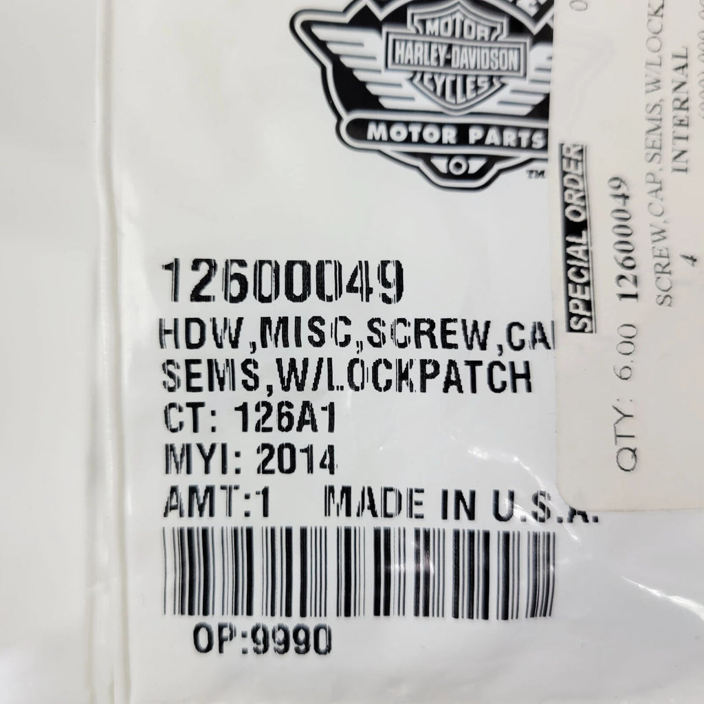 Screw with Lock Patch for Harley-Davidson (12600049)