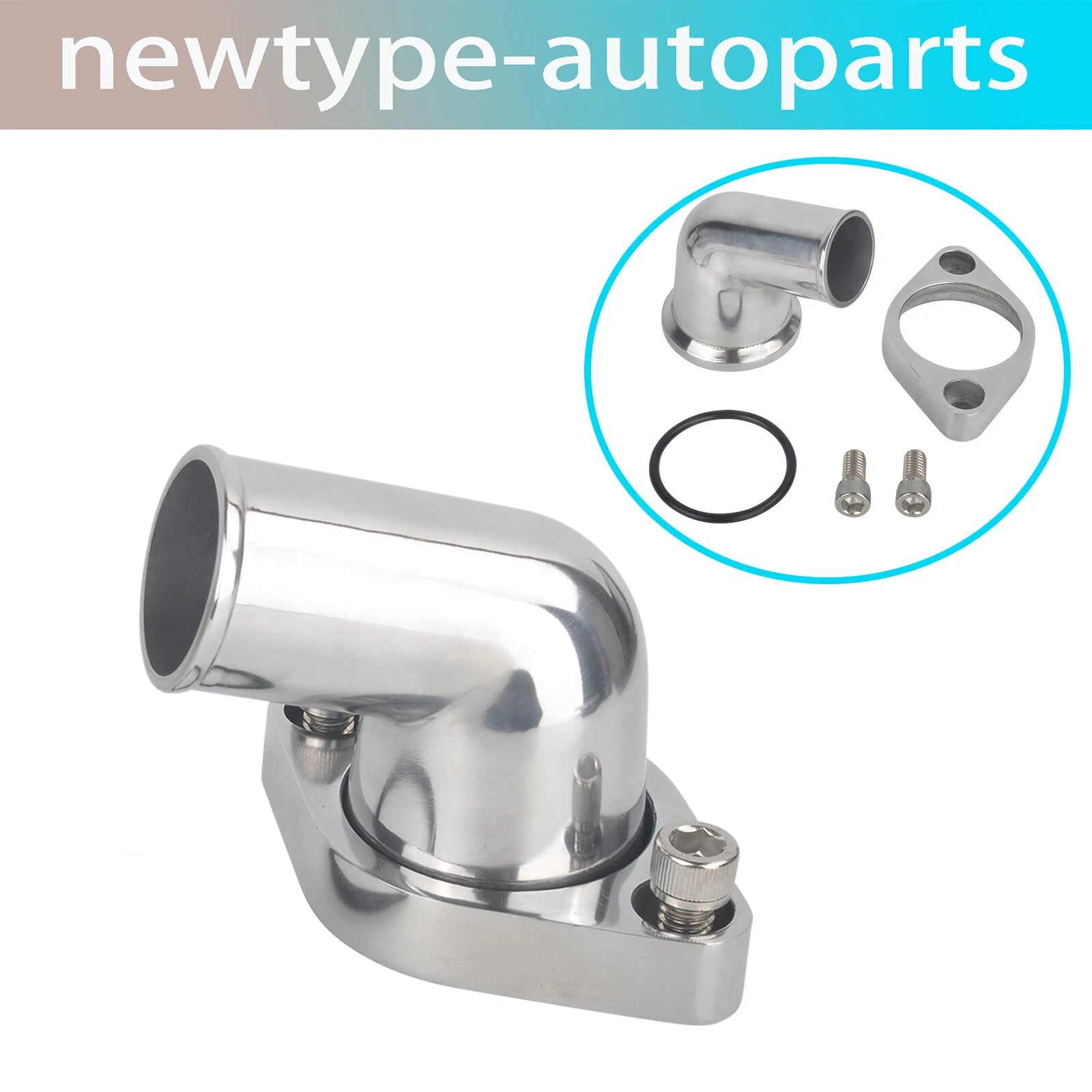 15° Swivel Water Neck Thermostat Housing for Chevy SBC BBC (327–350) Polished