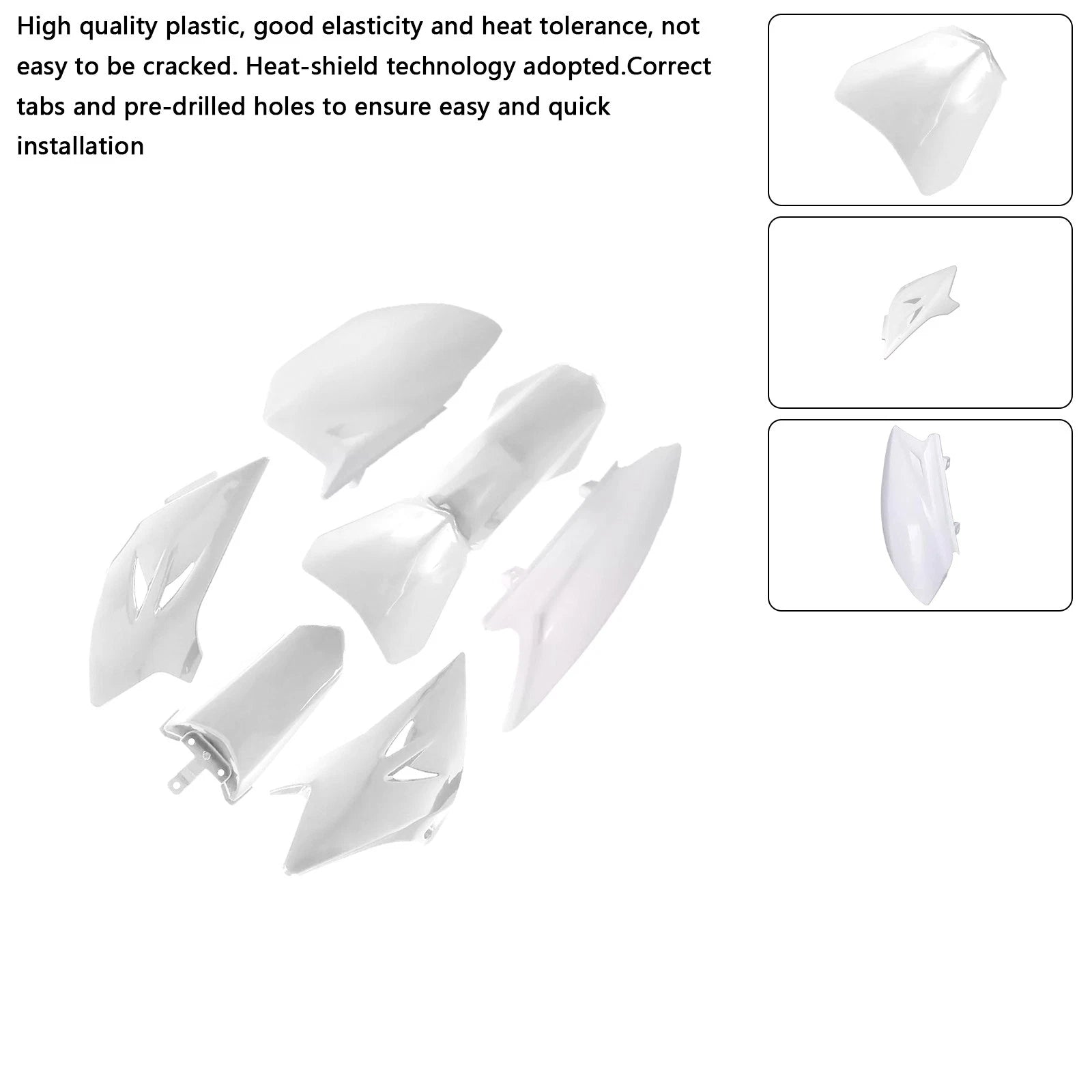Body Plastic Kit Front Rear Fender Fairing for Yamaha TTR50 (2006–2021) White