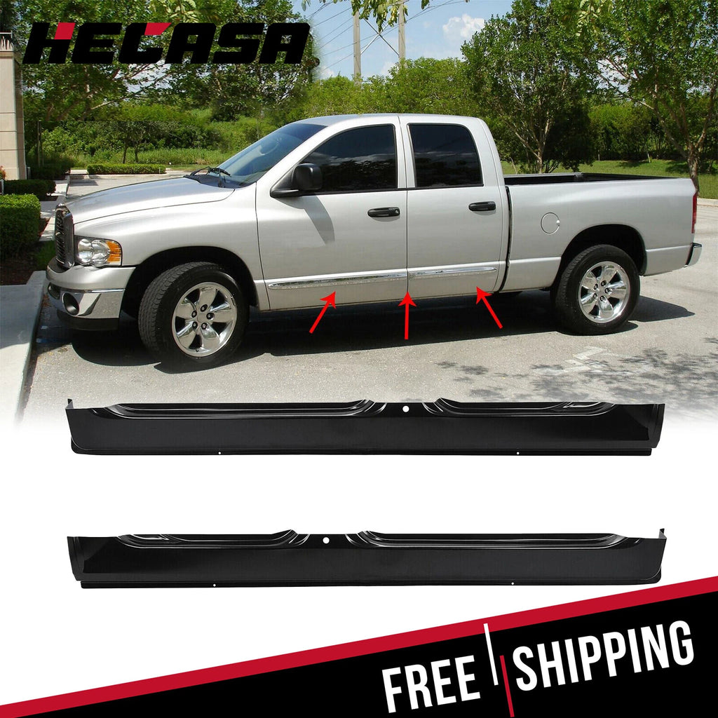 Set of 2 Rocker Panels for Dodge Ram 1500 2500 3500 (2002–2008) Black LH RH