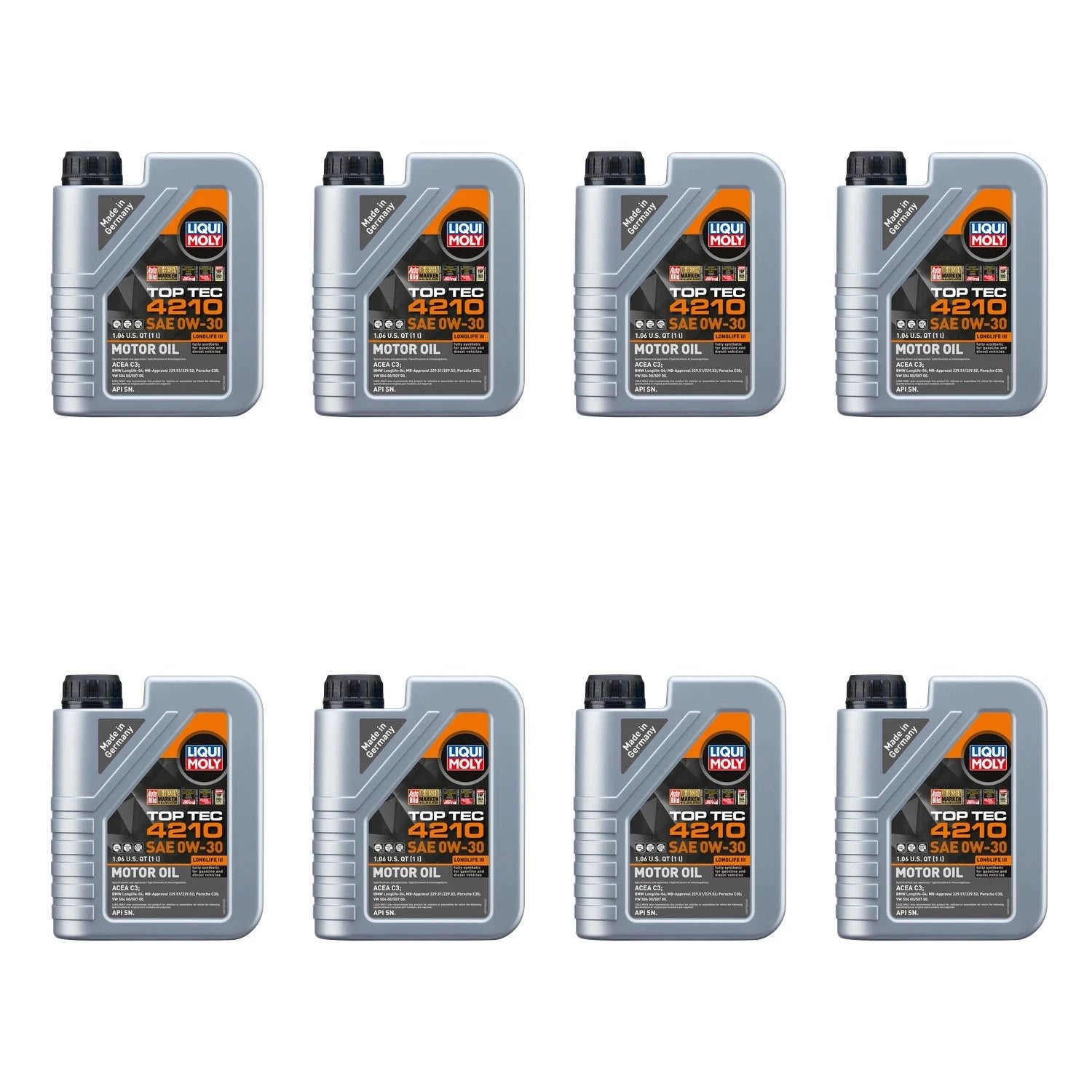 Set of 8 Liqui Moly Top Tec 4210 0W-30 Engine Motor Oil (8L)
