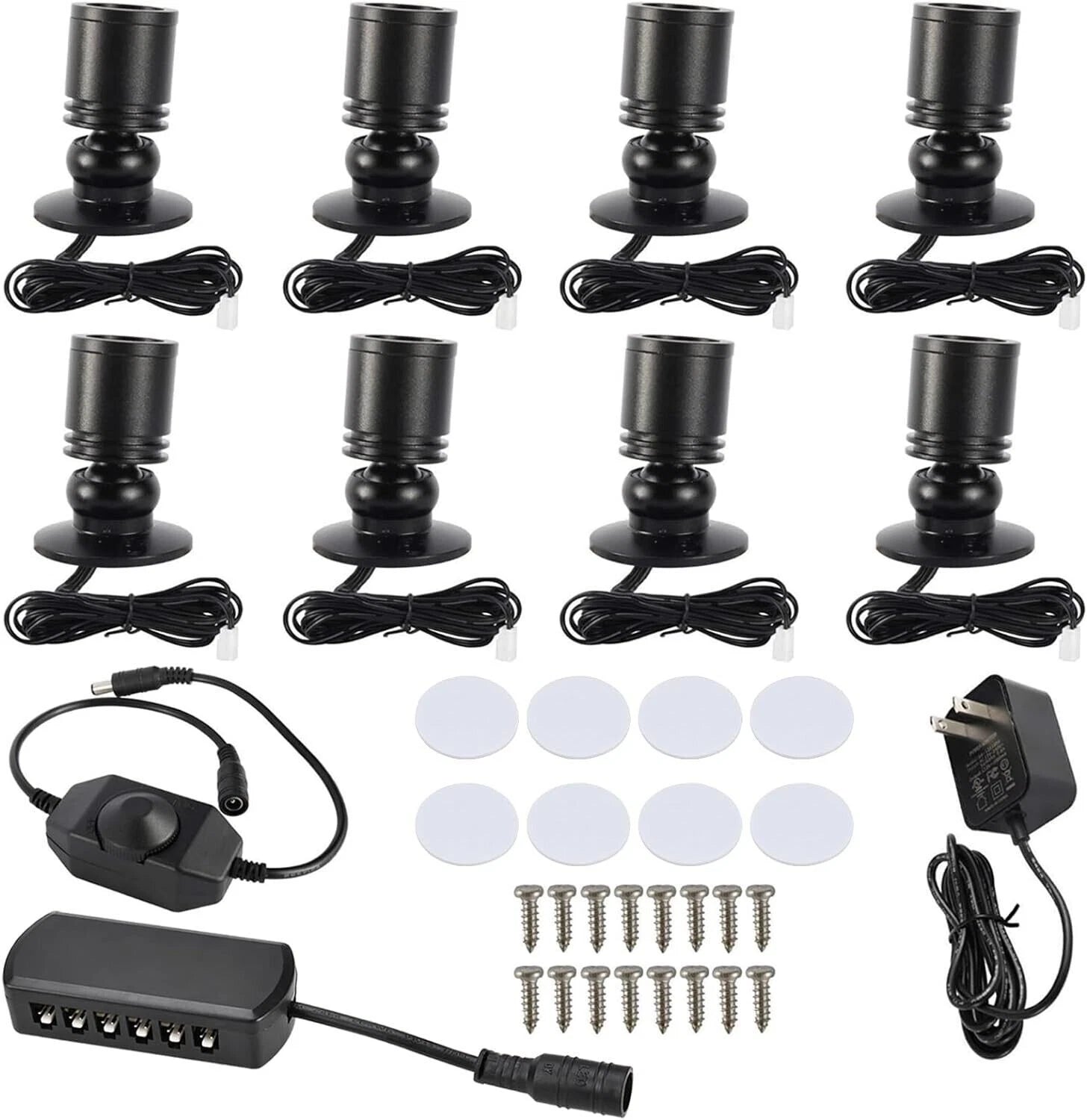 8Pack Dimmable LED Mini Spotlight for Display Cabinet Showcase (6400K)