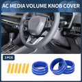 Set of 3 AC Media Volume Switch Knob Cover Rings for Honda CR-V (2023–2024) Blue