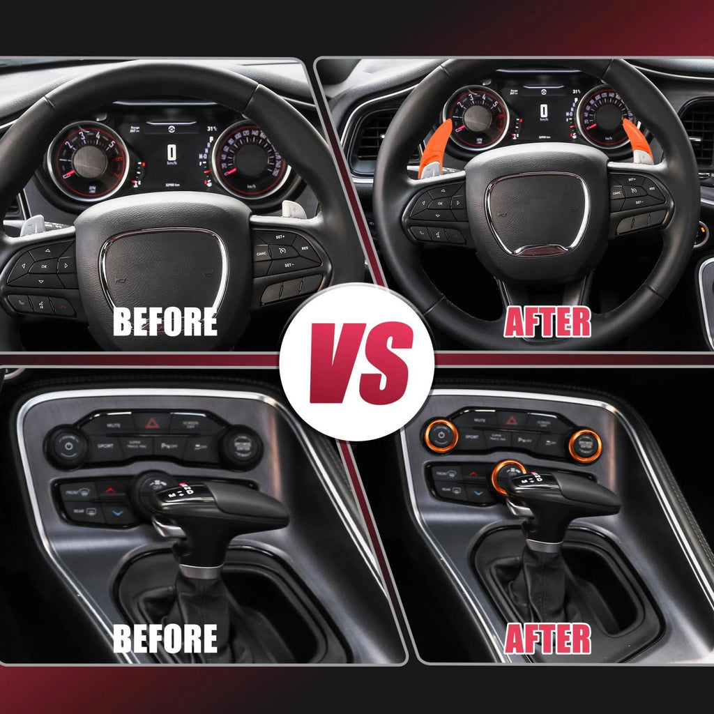 Orange Interior Paddle Shifter AC Volume Knob Cover Ring Trim for Dodge Charger (2011–2023) 745065577936