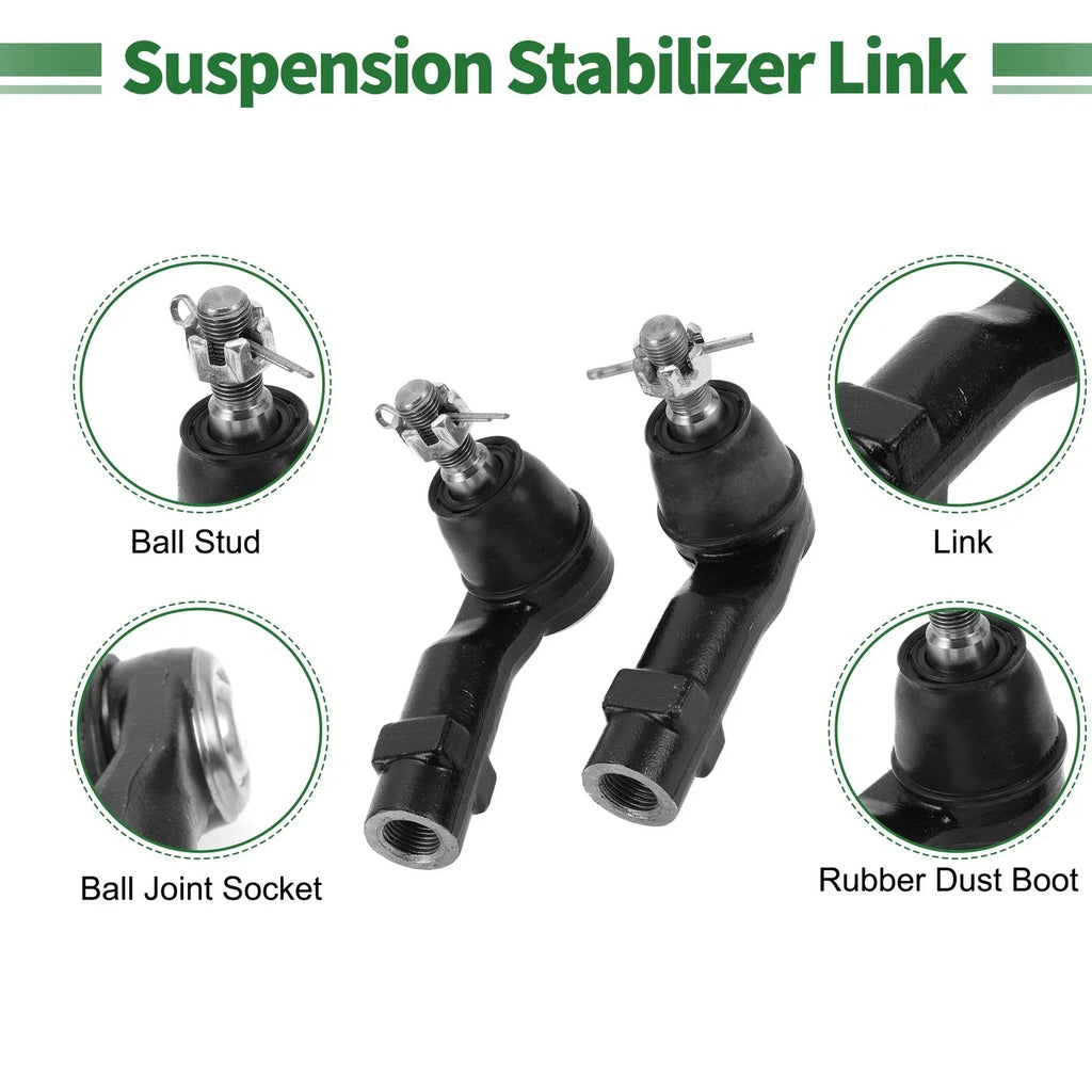 6pcs Front Suspension Kit Tie Rod Ends with Boots for Dodge Dart (2013-2016)