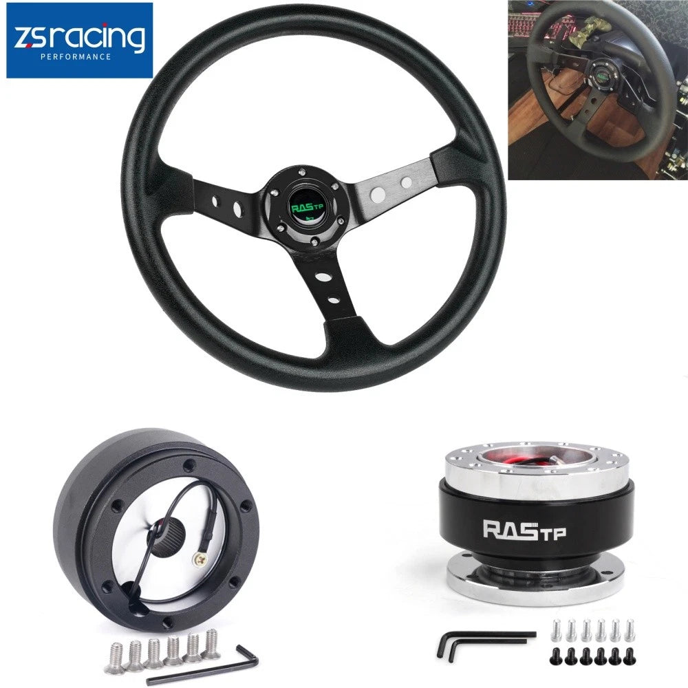 14" Steering Wheel with Quick Release & Hub Adapter 186H for Volkswagen Golf Jetta