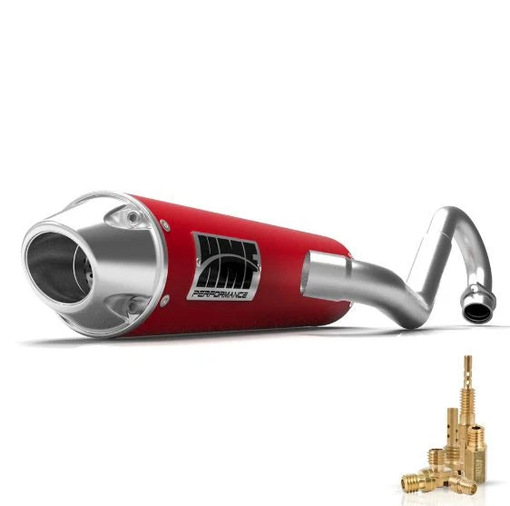 HMF Performance Full Exhaust Red w/ Brush Euro Cap + Jet Kit for TRX450R (2007–2014)