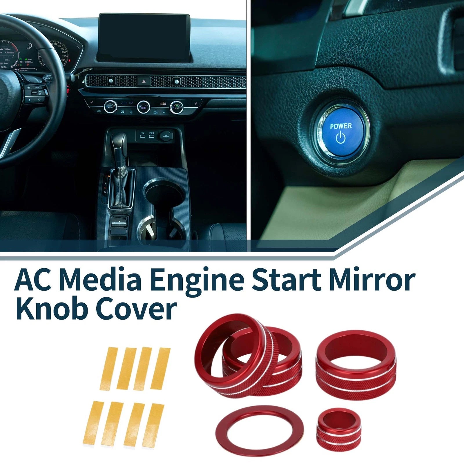 5X AC Media Engine Start Rear View Mirror Knob Cover for Honda CRV (2023)