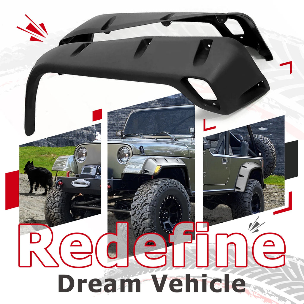 Set of 6 Pocket Extended Fender Flares for Jeep Wrangler TJ (1997–2006)