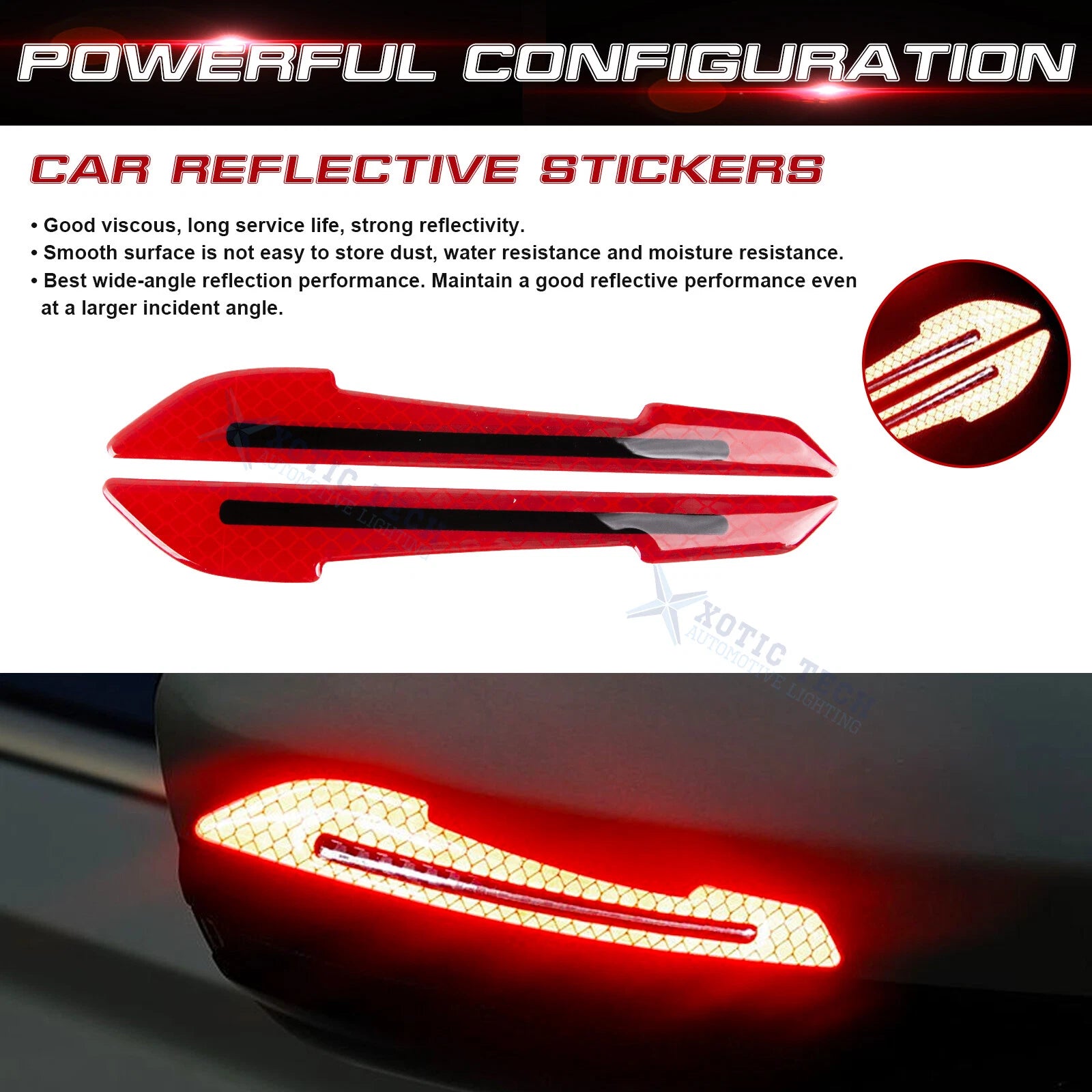 Red Reflective Rearview Mirror Stripe Warning Stickers for Cars (Universal)