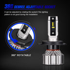 2X H4 9003 HB2 LED Headlight Bulbs for Universal Vehicles (6500K)
