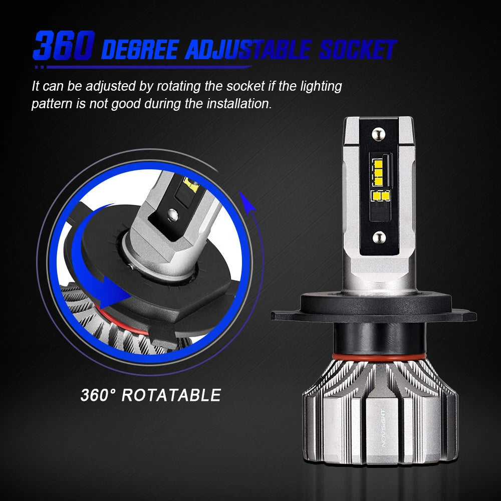 2X H4 9003 HB2 LED Headlight Bulbs for Universal Vehicles (6500K)
