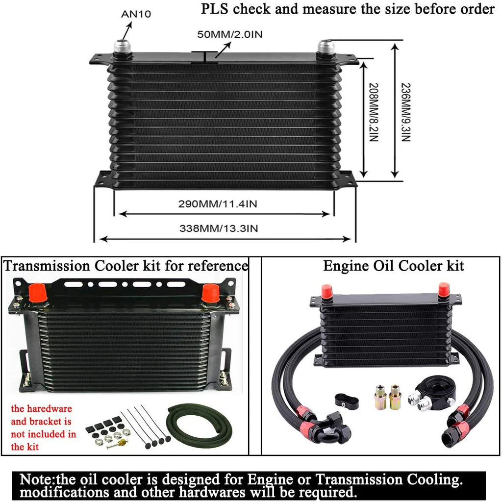 AN10 Transmission Oil Cooler Filter Adapter Kit for Universal Fit (15 Rows)