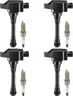 Set of 4 Ignition Coils & Spark Plugs for Nissan Juke 1.6L L4 (2012–2017)