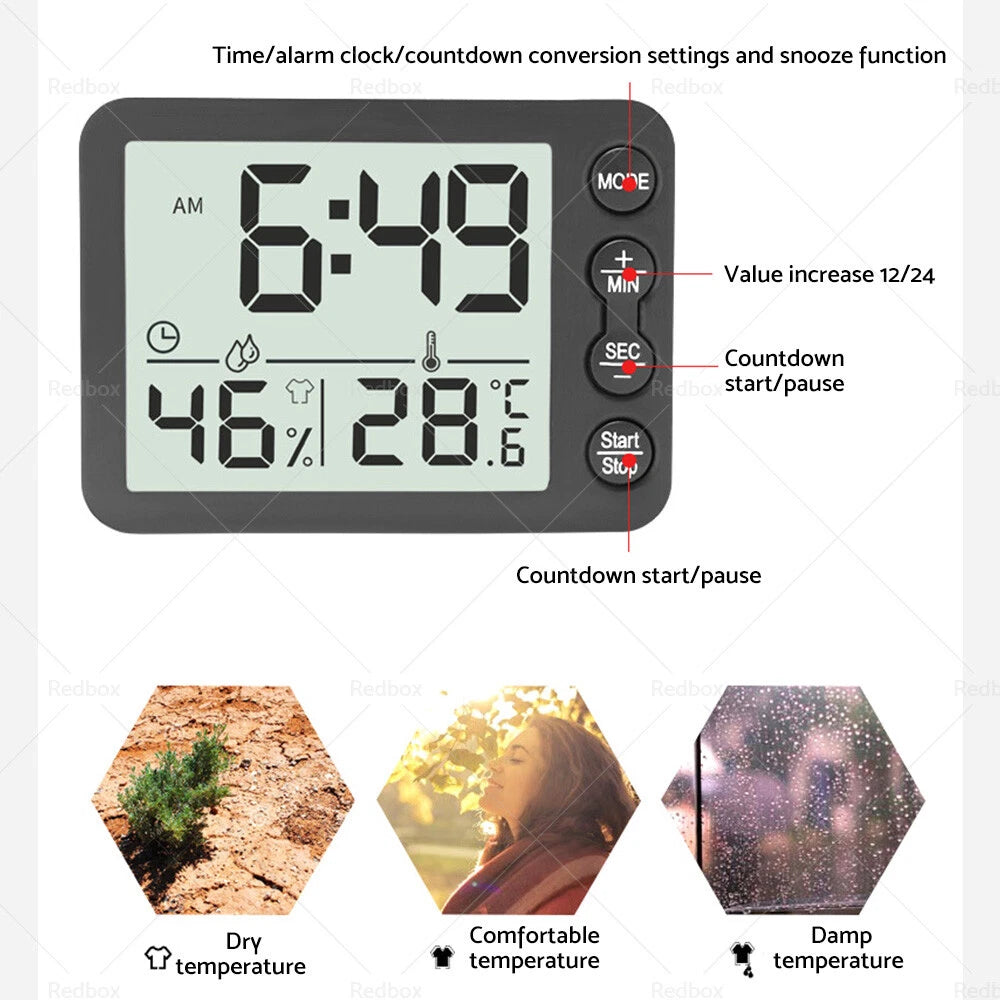 Digital Clock Temperature Alarm for Car Truck SUV (12V)