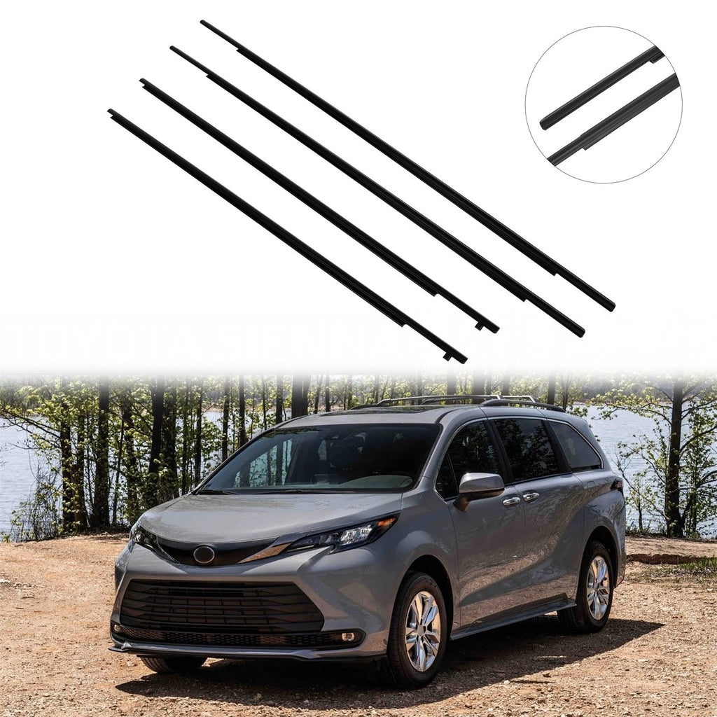 Set of 2 Front & Rear Window Scraper Seal Belt Weatherstrip for Toyota Sienna (2012–2019)