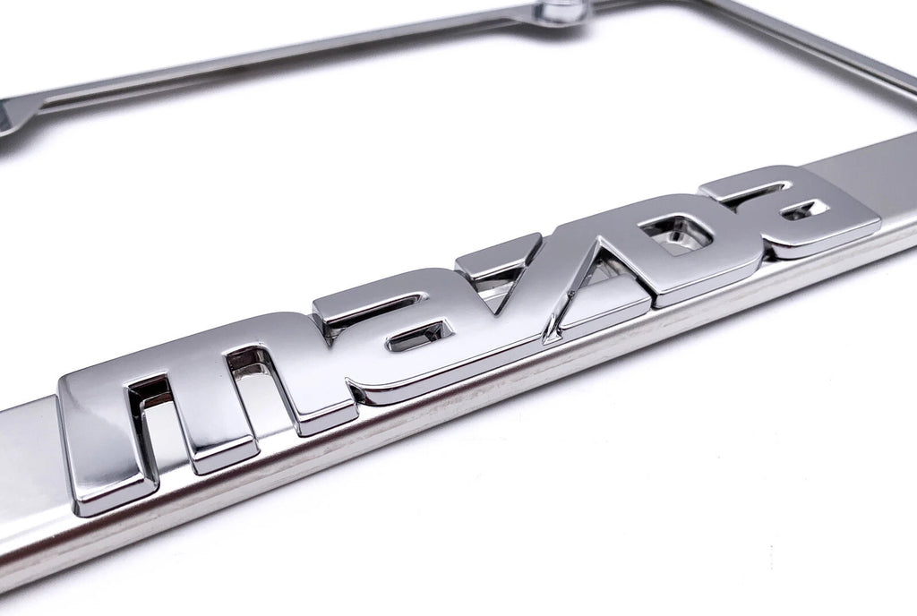 License Plate Frame Chrome 3D Mazda Script for Mazda 3 (2014–2018)