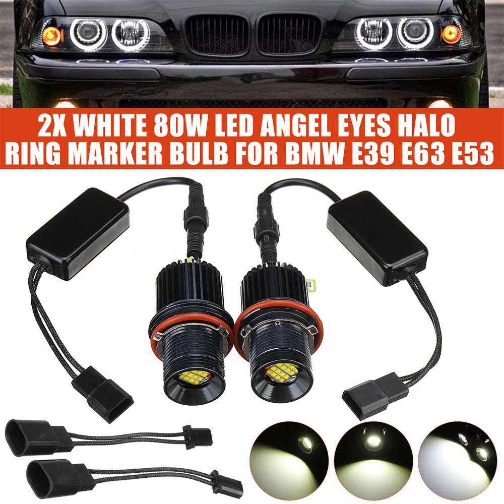 160W LED Angel Eyes Halo Ring Marker Light Bulbs for BMW E39 E63 E65 (1997–2006)