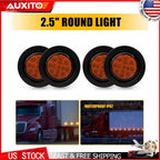 4pc DOT Amber 2.5 Inch Round Flush-Mount LED Marker Lights for Trailer