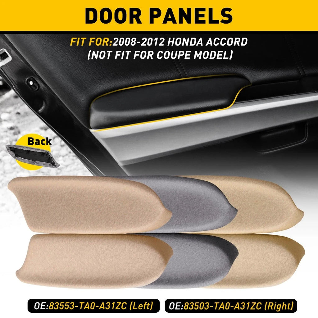 Front Beige Leather Door Panel Armrest Covers for Honda Accord (2008–2012)