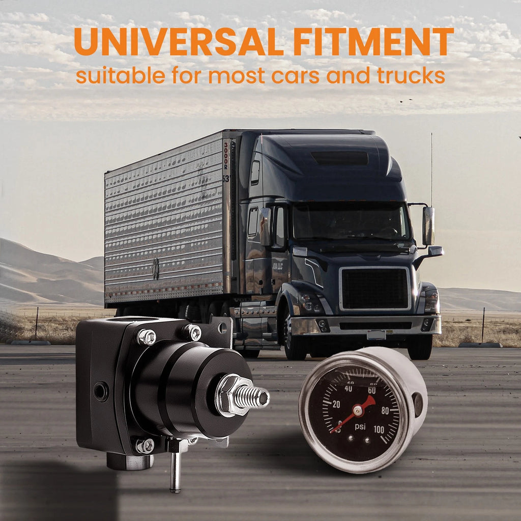 Adjustable Fuel Pressure Regulator Kit for Universal Vehicles (100 PSI, AN6)