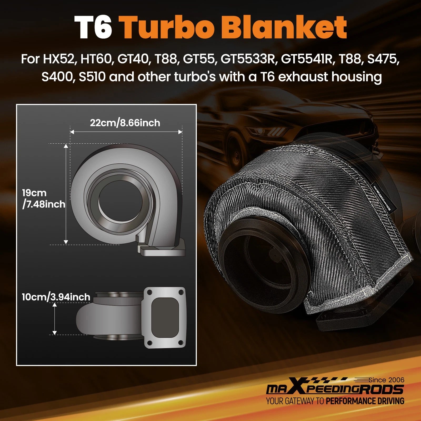T6 Carbon Heat Shield Blanket for Detroit Diesel Series 60 (T6 Turbo)