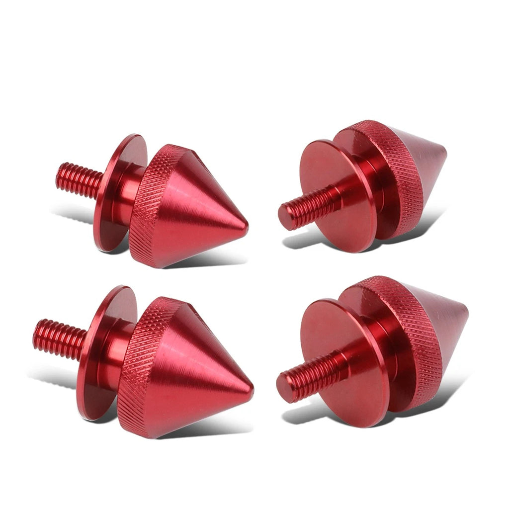 Set of 4 Aluminum Red Spiky Bumper Quick Release Fastener Lid Kit