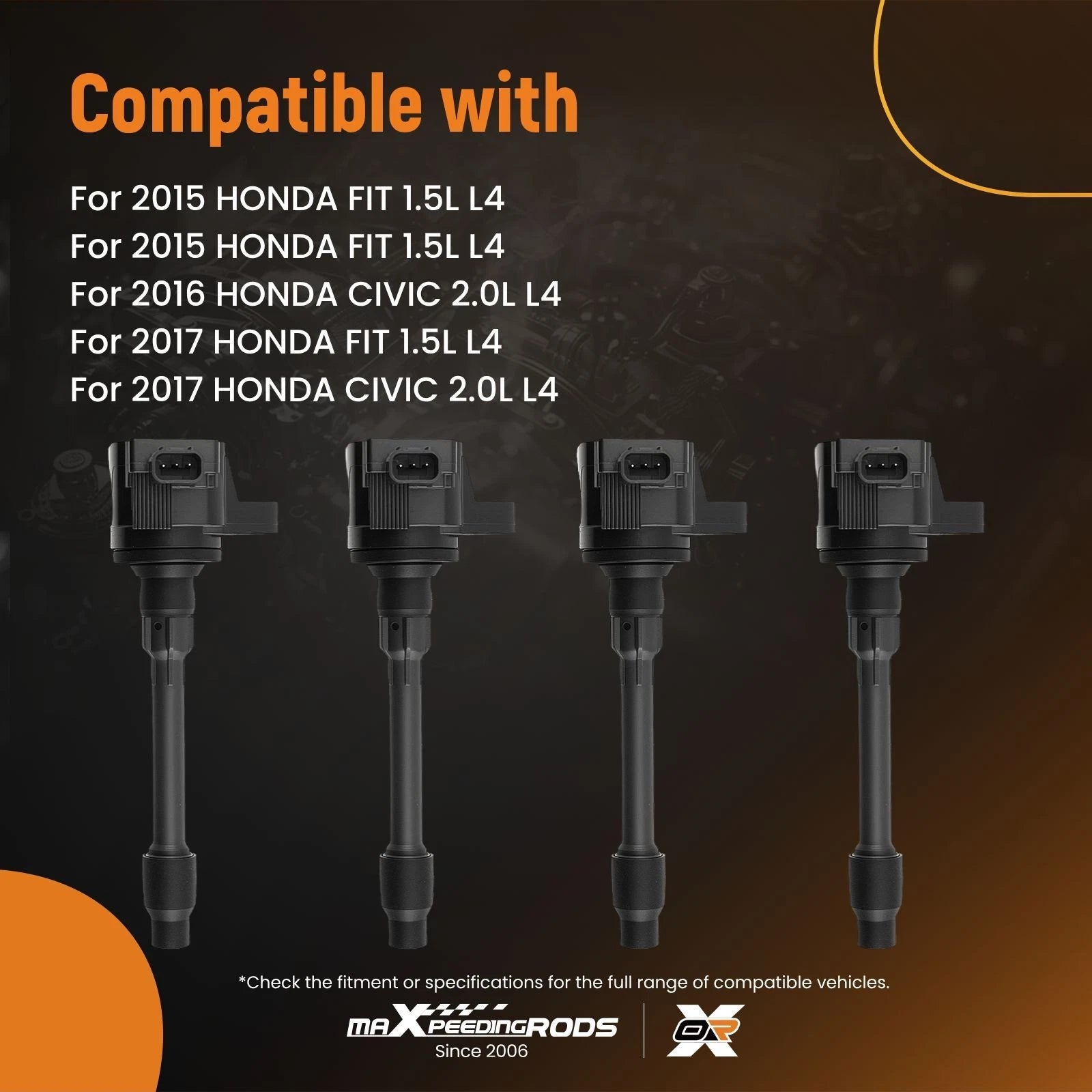 Set of 4 Ignition Coil Packs for Honda Civic 1.5L 2.0L (2015–2017) UF749