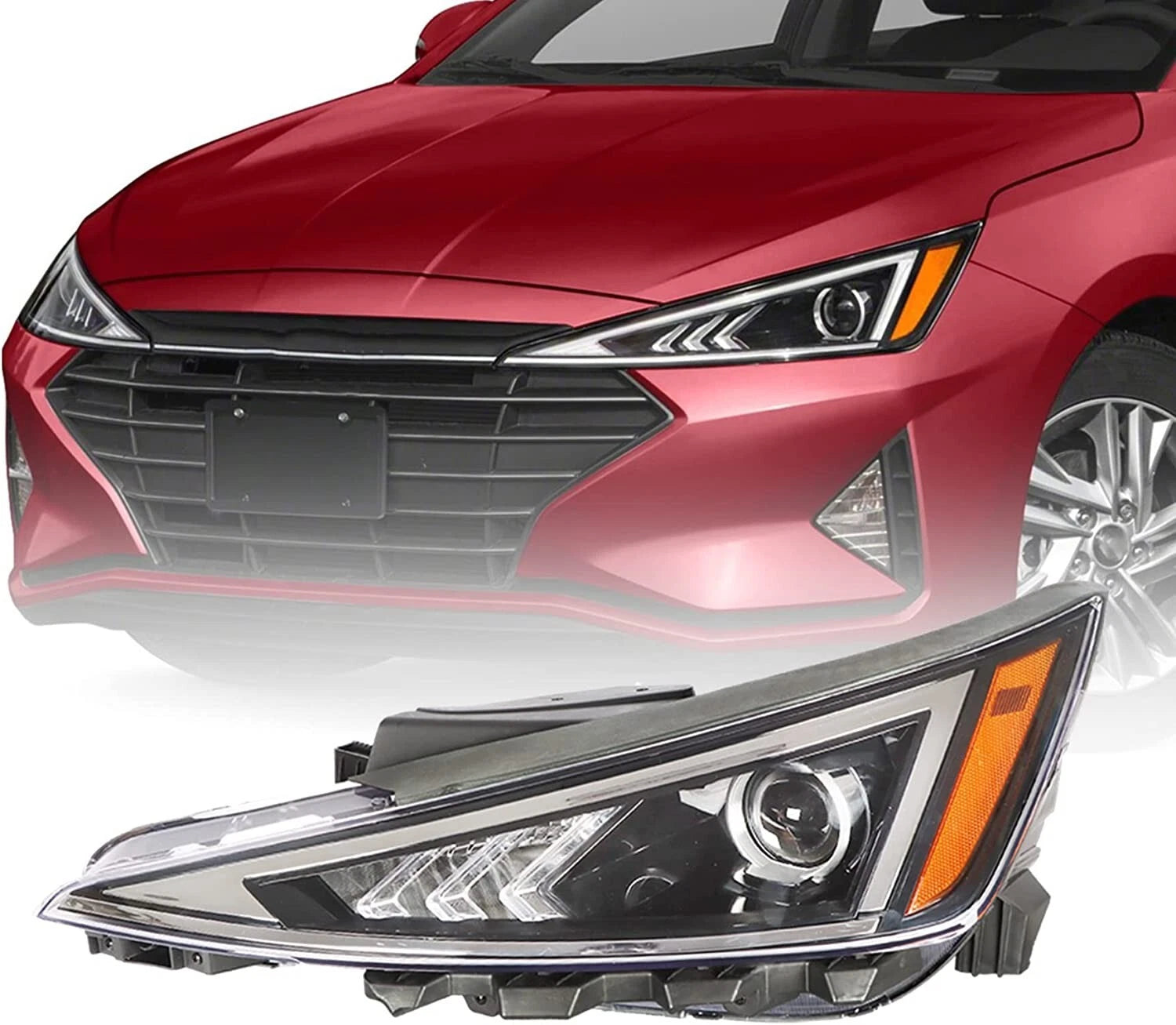 Halogen Headlight Headlamps Set of 2 for Hyundai Elantra (2019–2020)