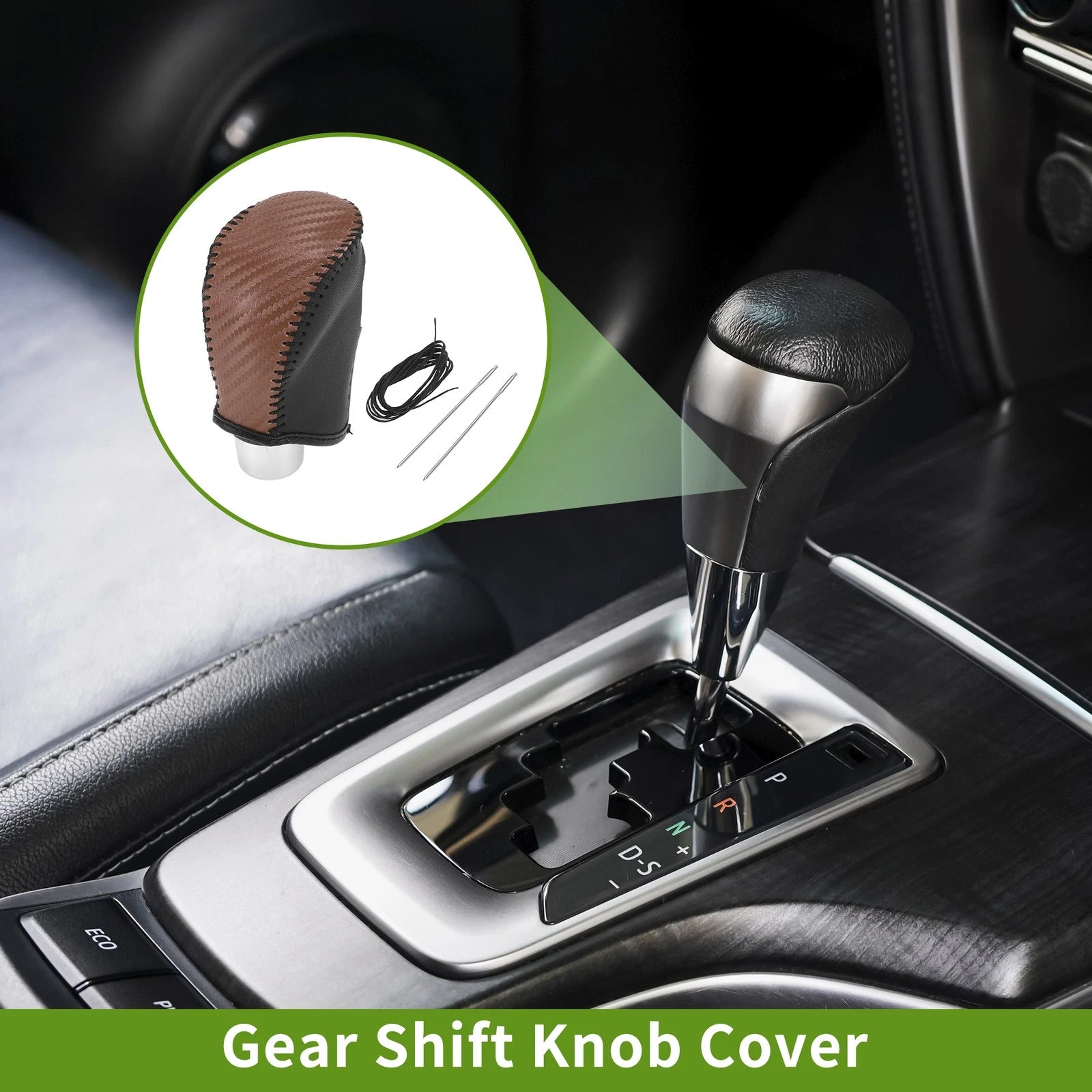 Gear Shift Knob Cover for Nissan Rogue (2017–2020) Brown Carbon Fiber