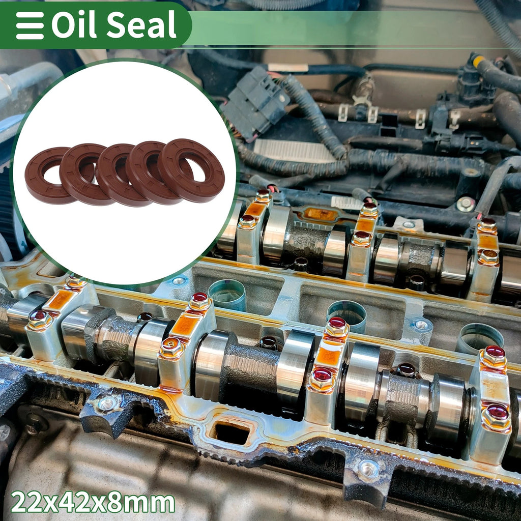 Set of 5 Oil Seal Rotary Shaft Seal FKM Rubber 22x42x8mm