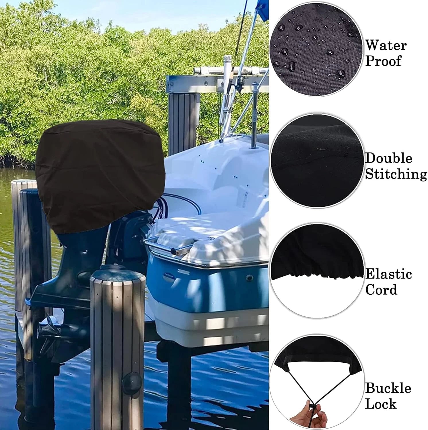 Outboard Motor Engine Cover for Universal 30-60 HP (Black)