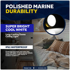 2X Marine LED Interior Dome Light for Boat Ceiling (Brass Plate)