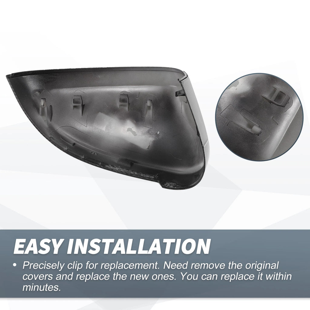 Pair Rearview Mirror Cover Caps Black Carbon Fiber for Audi A4 A5 S4 S5 RS5 (2013–2020)