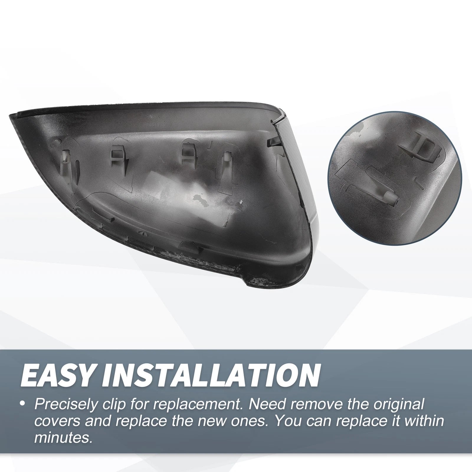 Pair Rearview Mirror Cover Caps Black Carbon Fiber for Audi A4 A5 S4 S5 RS5 (2013–2020)