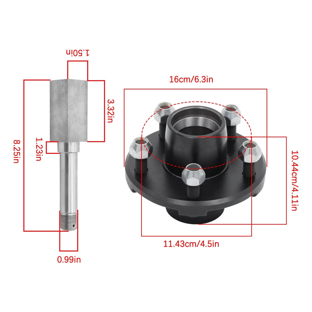 2X Trailer Hub Kit for BT16 Spindle (4.5")