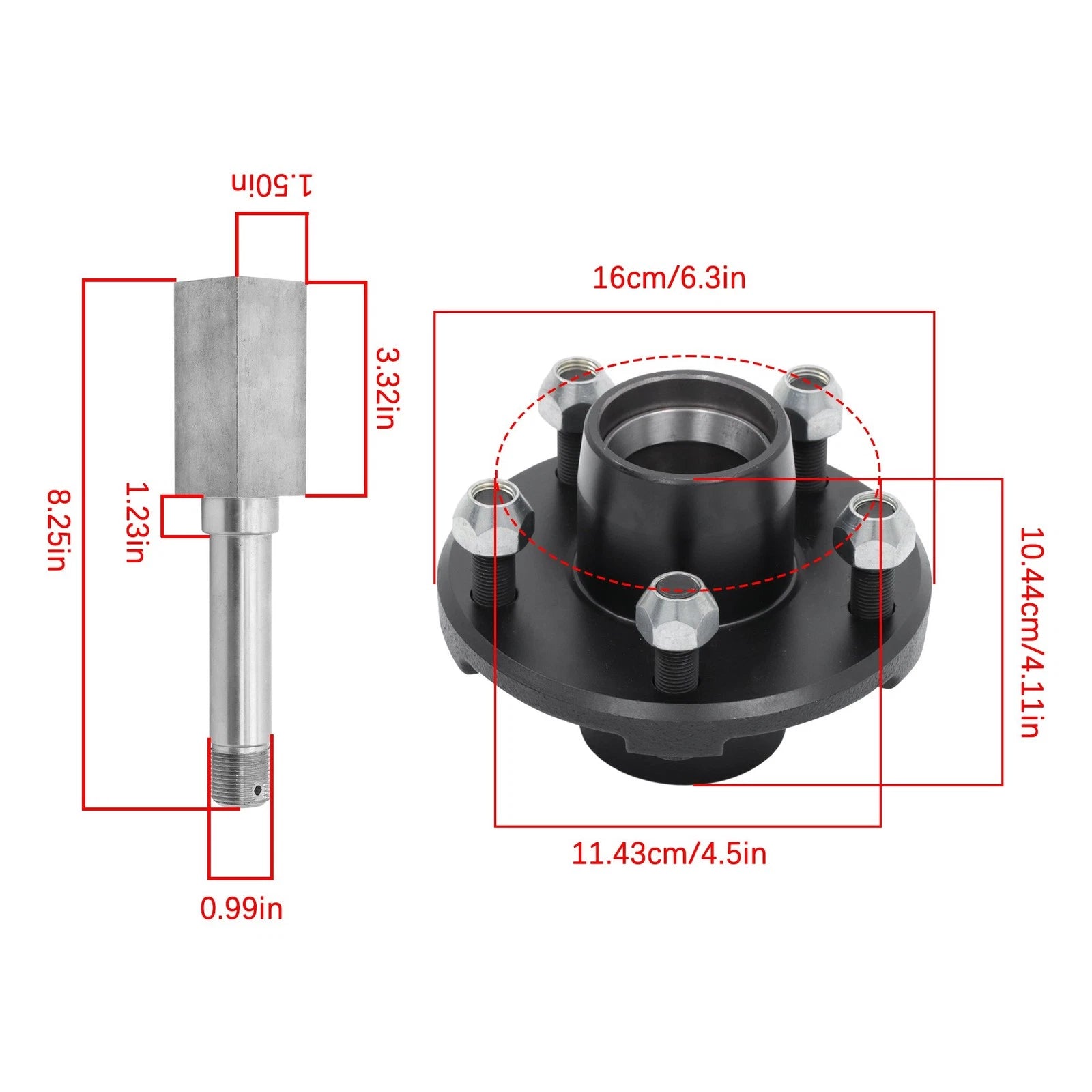 2X Trailer Hub Kit for BT16 Spindle (4.5")