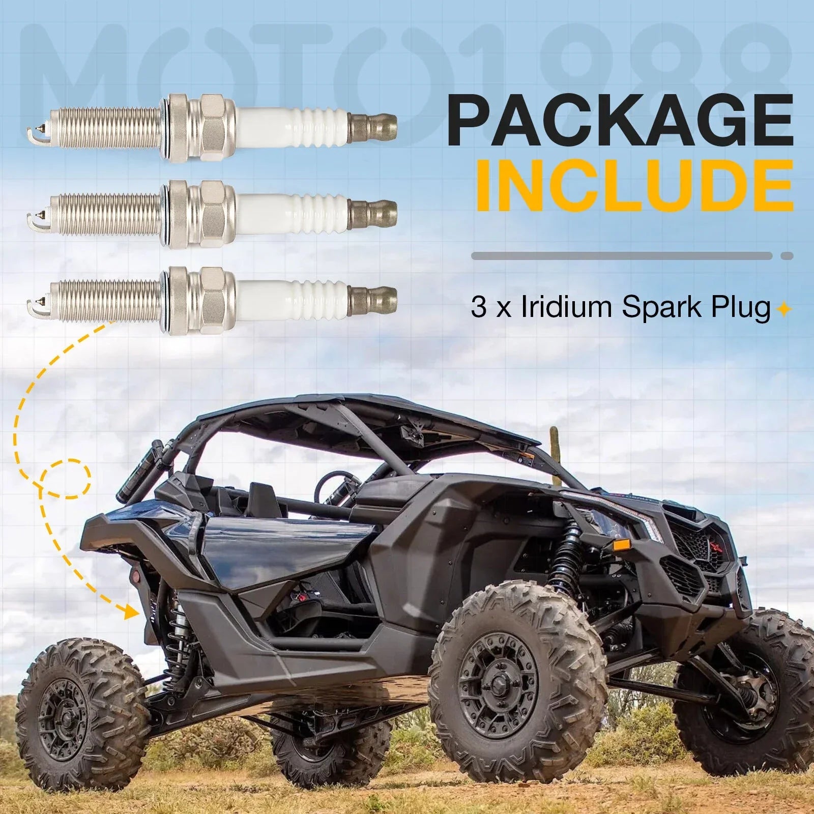 3 x Iridium Spark Plugs for Can-Am Maverick X3 Max R RR (2017–2024)