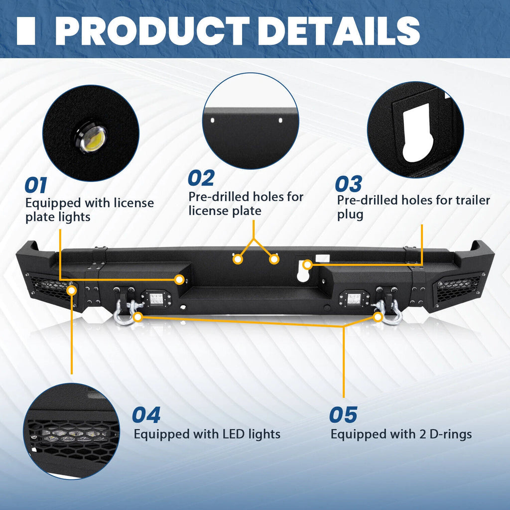 Rear Step Bumper with LED Lights for Dodge Ram 1500 (2019–2024)