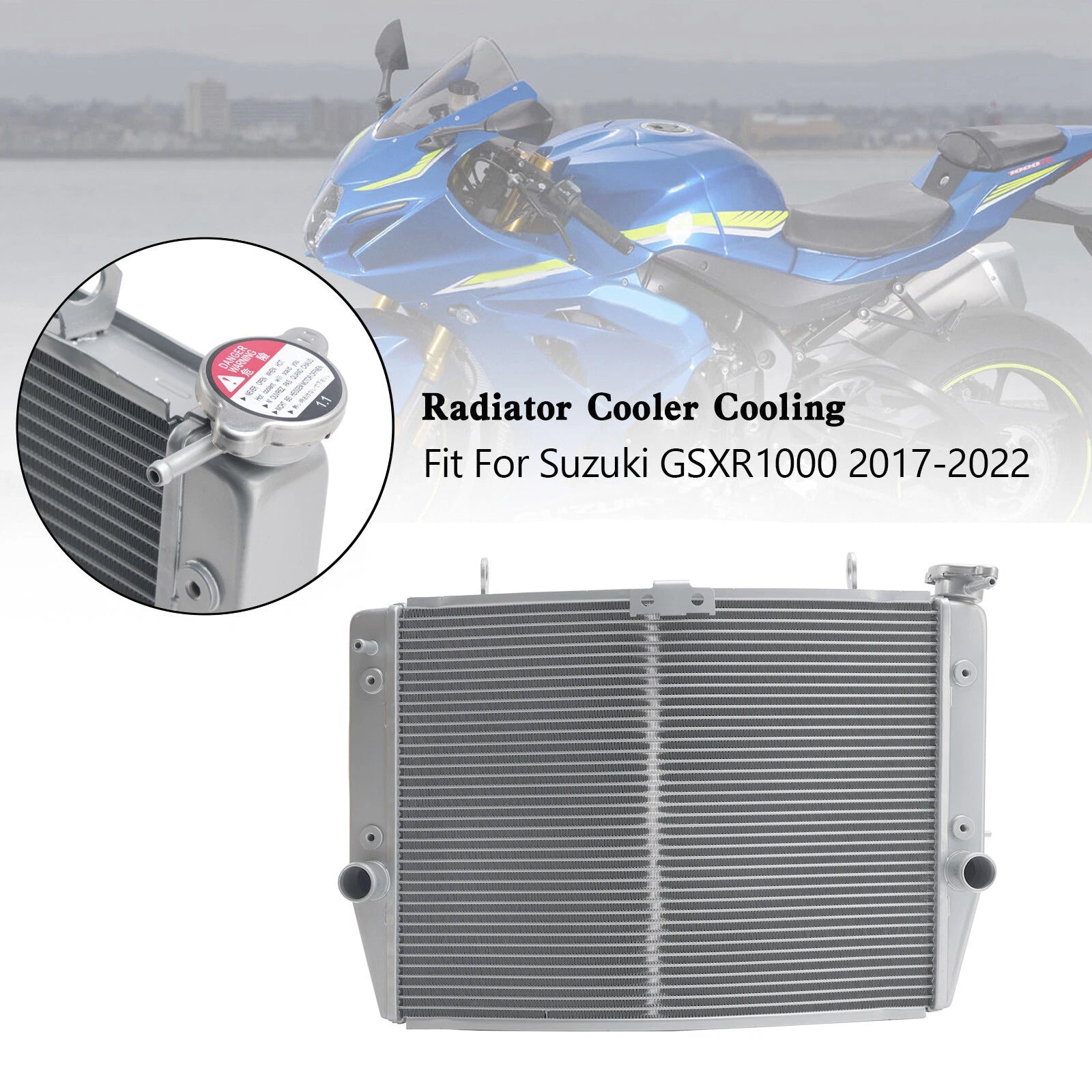 Radiator Cooler for Suzuki GSXR 1000 GSX-R (2017–2022) K17 Silver