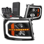 LED DRL Tube Sequential Projector Headlights for Silverado (2007–2014)