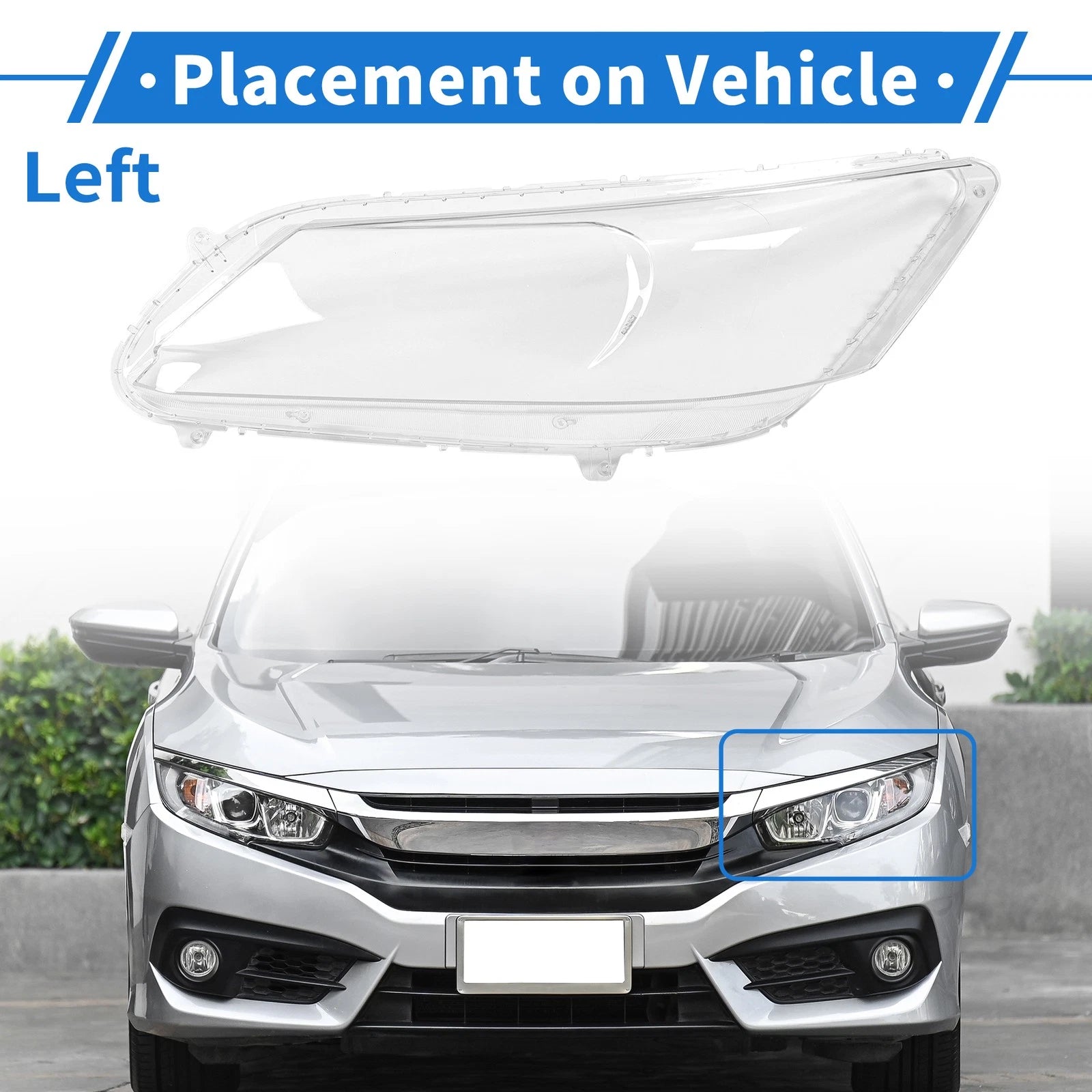 1 Pcs Headlight Lens Cover for Honda Accord (2013–2016) PC Clear