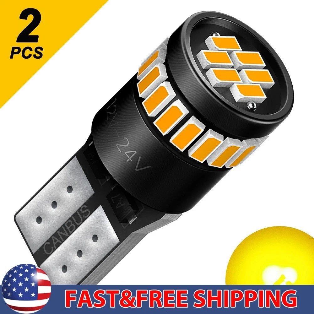 2X T10 W5W LED Amber Indicator Signal Bulbs for Various Vehicles