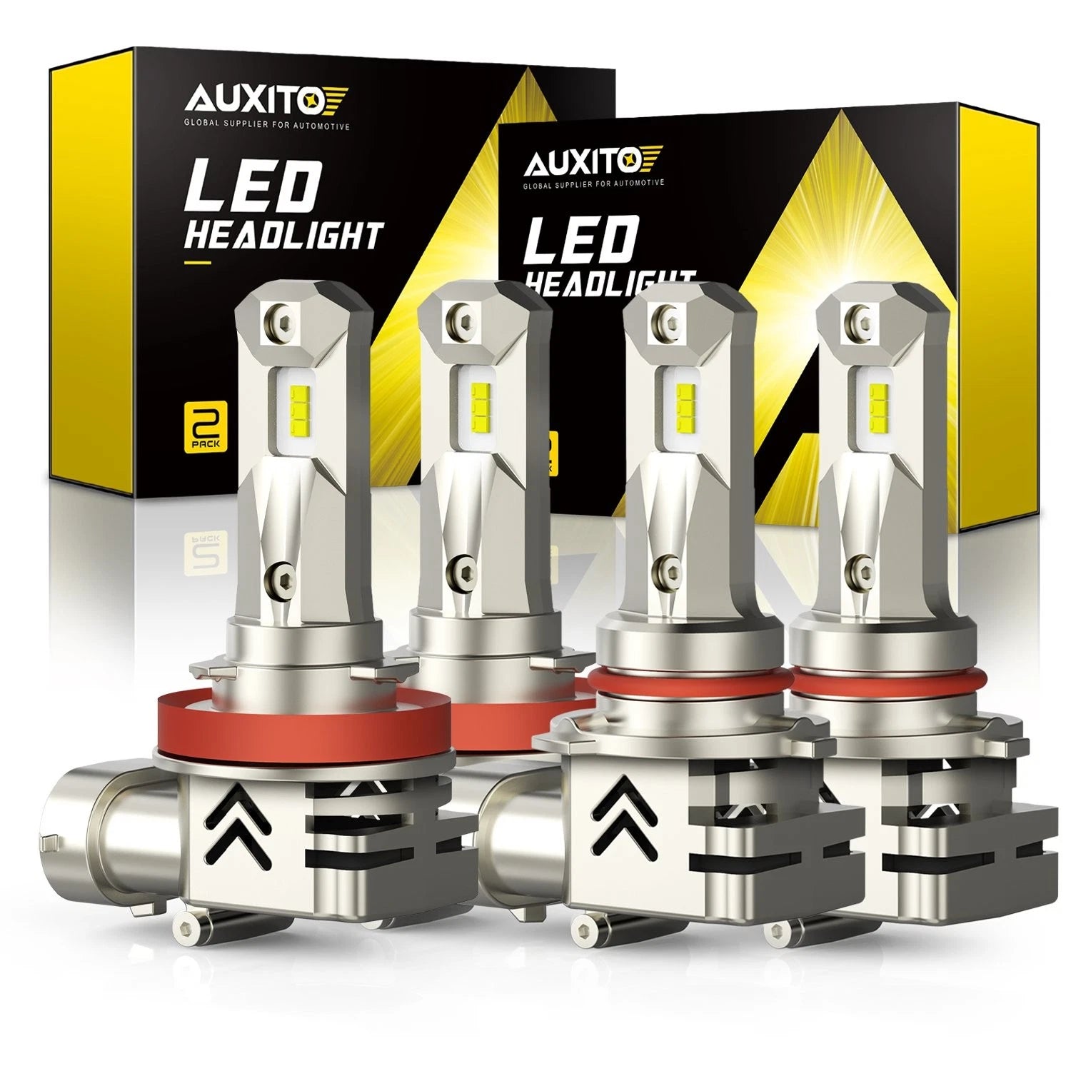 Set of 4 H11 9005 LED Headlight Bulbs Hi-Lo Beam 6000K