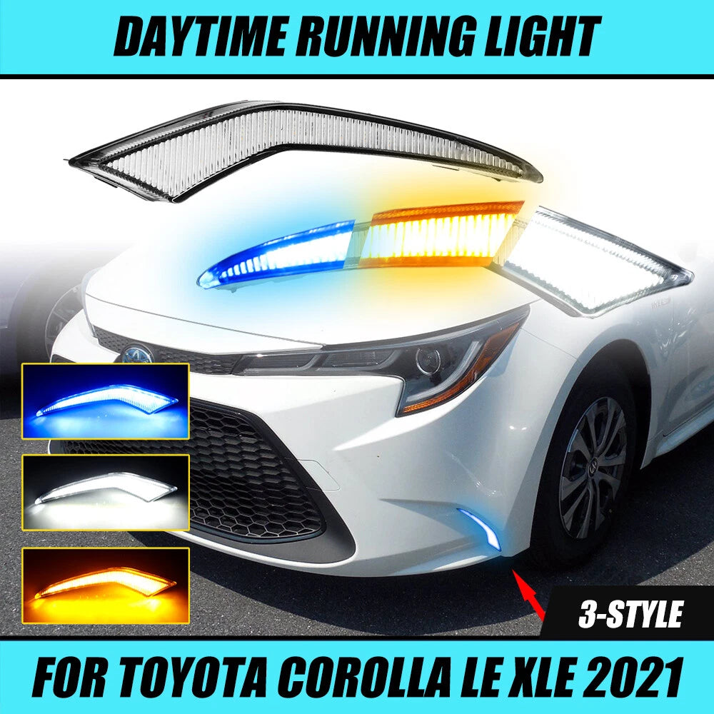 Pair LED Daytime Running Fog Lights DRL for Toyota Corolla (2020–2023)
